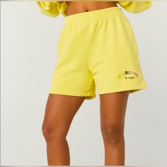 Daydreamer Ransom Note BF Sweat Shorts in Citron Yellow - Picture 1 of 9
